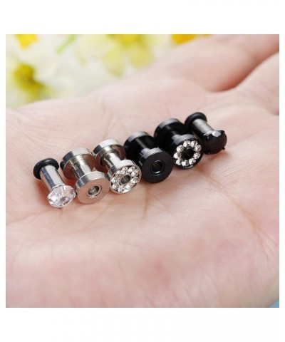 6 Pairs Stainless Steel Ear Gauges CZ Screw Plugs Tunnel Ear Expander Stretcher Piercing Gauge-6g(4mm) $10.79 Body Jewelry