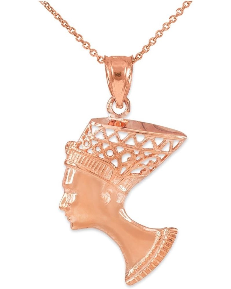 14K Gold Egyptian Queen Nefertiti Filigreed Bust Pendant Necklace - Choice of Chain Length & Gold Color 18" 14K Rose Gold $87...