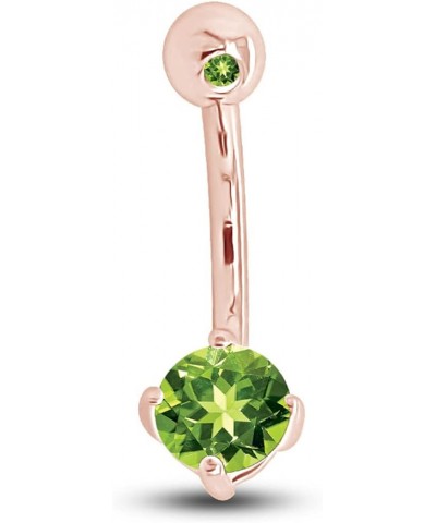 Body Piercing Belly Button Ring in 14K Gold Over Sterling Silver Gift For Her Rose Gold Over : Simulated Peridot $13.80 Body ...