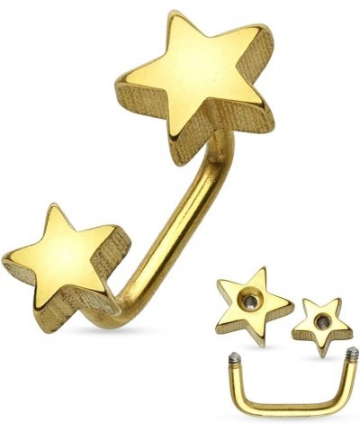 Double Stars IP 316L Surgical Steel Lippy Loop/Eyebrow Ring $7.66 Body Jewelry