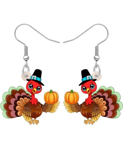 Acrylic Fall Thanksgiving Gifts Cute Turkey Earrings Dangle Pumpkin Jewelry Farm Animals Accessories for Women Girls Turkey X...