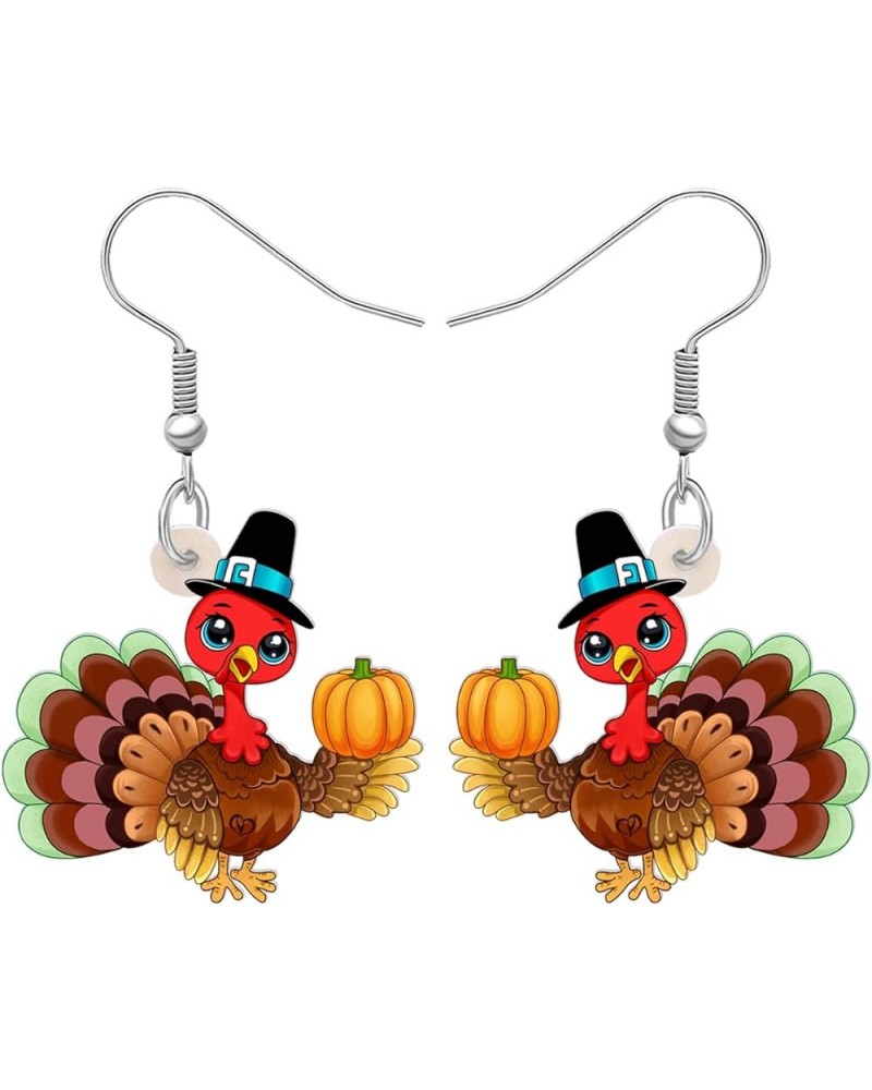 Acrylic Fall Thanksgiving Gifts Cute Turkey Earrings Dangle Pumpkin Jewelry Farm Animals Accessories for Women Girls Turkey X...