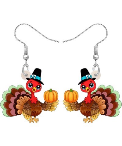 Acrylic Fall Thanksgiving Gifts Cute Turkey Earrings Dangle Pumpkin Jewelry Farm Animals Accessories for Women Girls Turkey X...