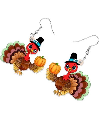 Acrylic Fall Thanksgiving Gifts Cute Turkey Earrings Dangle Pumpkin Jewelry Farm Animals Accessories for Women Girls Turkey X...