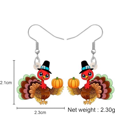 Acrylic Fall Thanksgiving Gifts Cute Turkey Earrings Dangle Pumpkin Jewelry Farm Animals Accessories for Women Girls Turkey X...