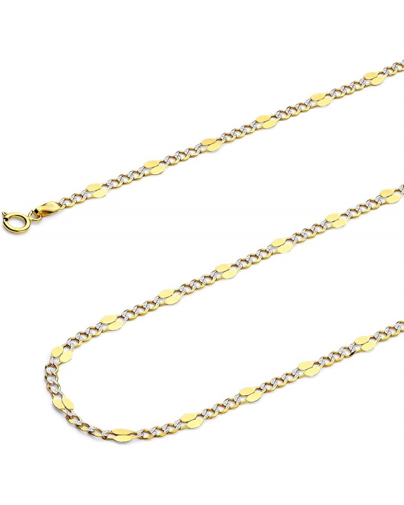 14K Solid Gold Stamped Figaro Chains (Select Options) 16 Inches White And Yellow Gold $165.12 Necklaces