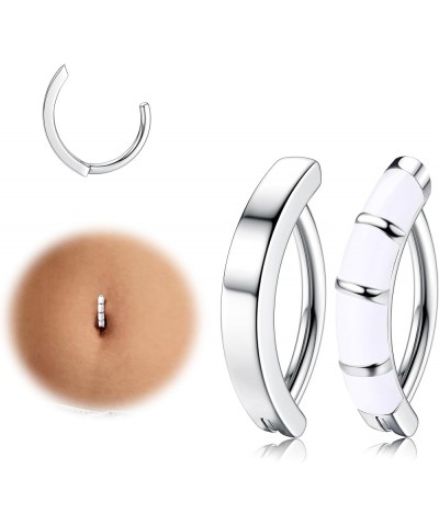 2Pcs 14G Clicker Belly Button Ring for Women Teens Cute Surgical Steel Small Opal CZ Hoop Belly Ring Simple Belly Button Pier...