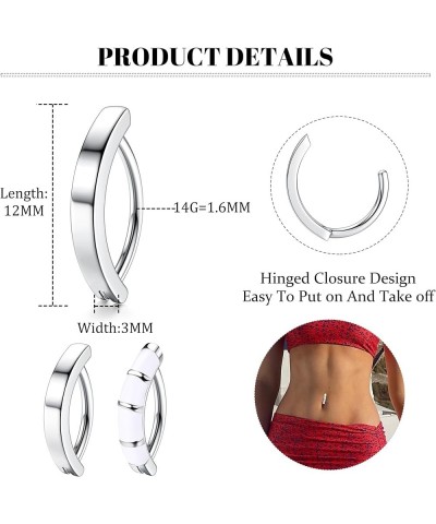 2Pcs 14G Clicker Belly Button Ring for Women Teens Cute Surgical Steel Small Opal CZ Hoop Belly Ring Simple Belly Button Pier...