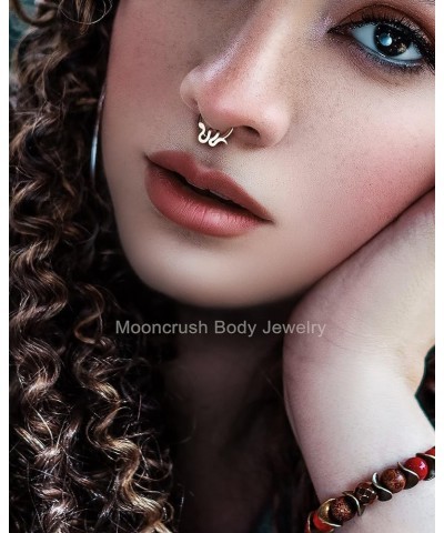 Mooncrush Jewerly 16G G23 Soild Titanium Septum Ring Snake Daith Earrings for Women 8MM Cartilage Helix Hoop Earring Silver D...