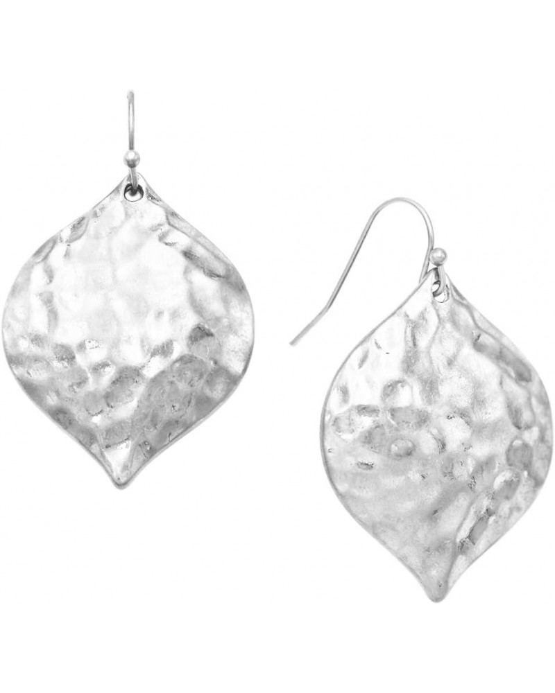 Women's Burnished Metal Hammered Geometric Dangle Earrings, 1.5 Silver Tone $8.00 Earrings