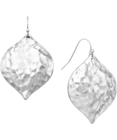 Women's Burnished Metal Hammered Geometric Dangle Earrings, 1.5 Silver Tone $8.00 Earrings