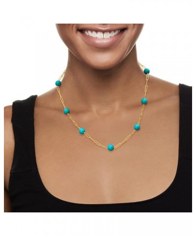 Italian 8mm Turquoise Bead Paper Clip Link Necklace in 18kt Gold Over Sterling. 18 inches $53.28 Necklaces