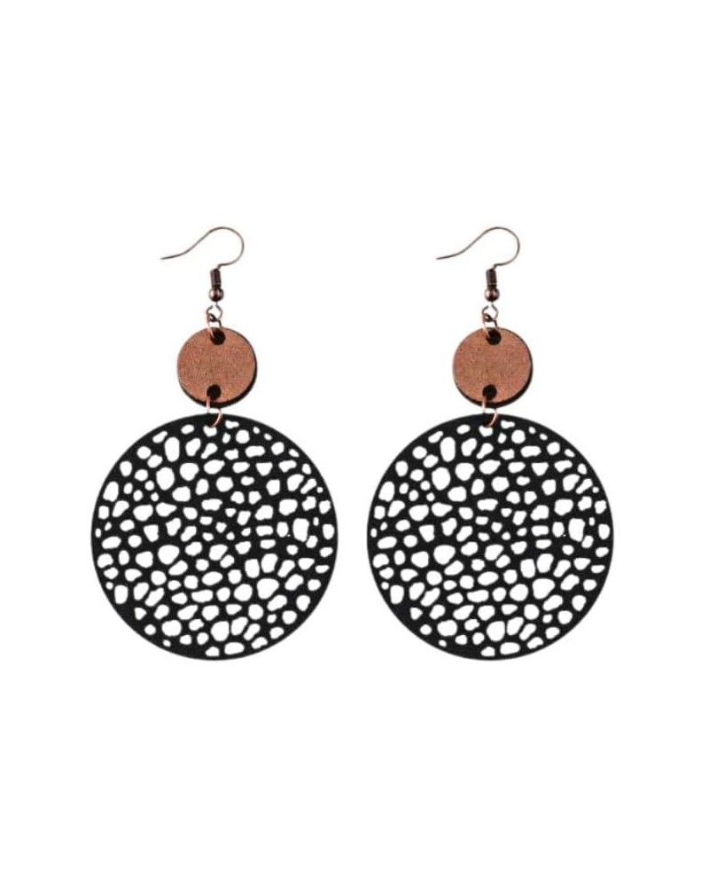 Retro Leather Round Geometric Earrings Hollow Circle Earrings Statement Lightweight for Women Girls Jewelry Gift Black $6.10 ...