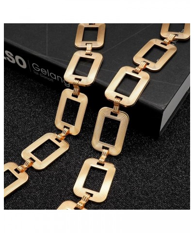 Metal Waist Chain for Women Body Belly Belt Chain Belt for Dress Vest Jeans Square Gold XL: Length 150cm/59.1in $10.58 Body J...