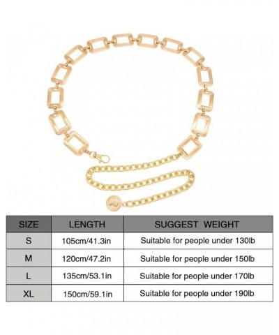 Metal Waist Chain for Women Body Belly Belt Chain Belt for Dress Vest Jeans Square Gold XL: Length 150cm/59.1in $10.58 Body J...