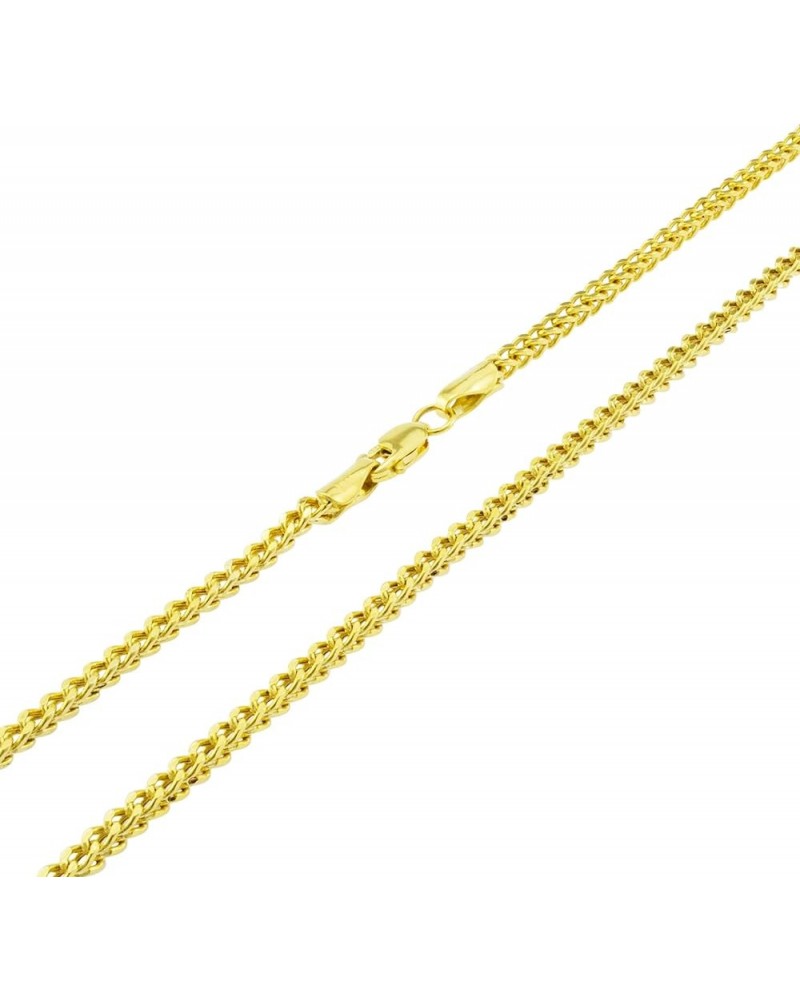 10k Yellow Gold 2.5mm Franco Chain Box Square Wheat Pendant Necklace, Mens Womens Jewelry 16" 18" 20" 22" 24" 26" 28" 30 24 $...