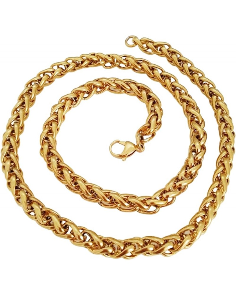 INFINIQUE CREATIONS 18K Gold Plated Stainless Steel Wheat Braided Chain Bracelet Necklace 3mm - 8mm 8mm Gold $10.24 Necklaces