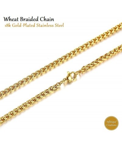 INFINIQUE CREATIONS 18K Gold Plated Stainless Steel Wheat Braided Chain Bracelet Necklace 3mm - 8mm 8mm Gold $10.24 Necklaces