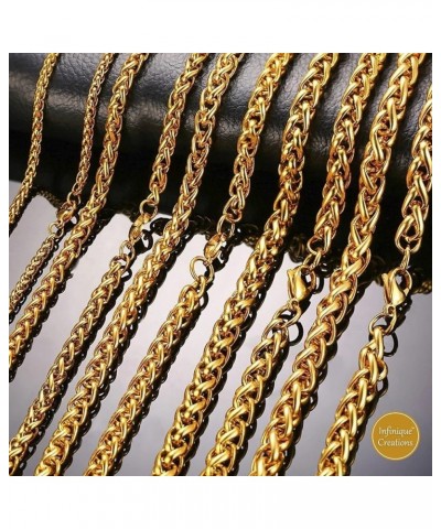 INFINIQUE CREATIONS 18K Gold Plated Stainless Steel Wheat Braided Chain Bracelet Necklace 3mm - 8mm 8mm Gold $10.24 Necklaces