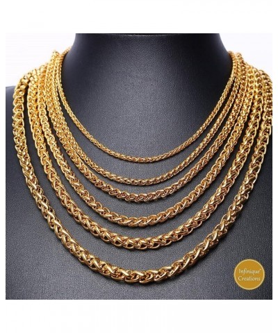 INFINIQUE CREATIONS 18K Gold Plated Stainless Steel Wheat Braided Chain Bracelet Necklace 3mm - 8mm 8mm Gold $10.24 Necklaces