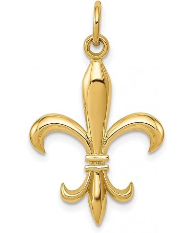 14k Yellow Gold Fleur De Lis Flower Necklace Charm Pendant Fine Jewelry For Women Gifts For Her $77.98 Necklaces