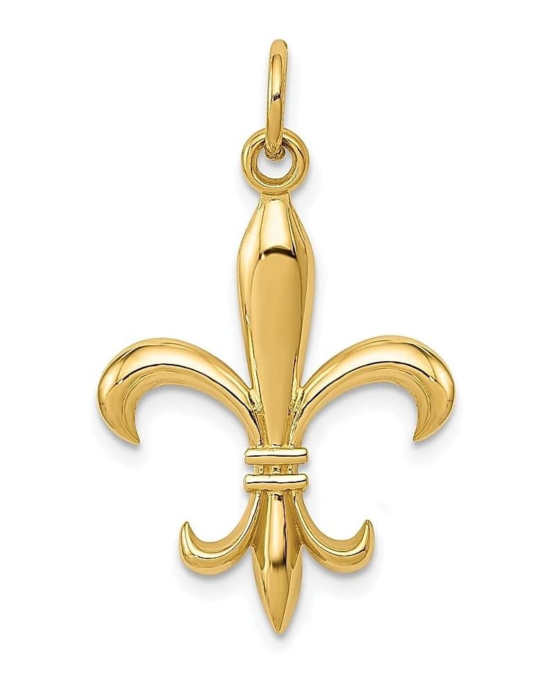 14k Yellow Gold Fleur De Lis Flower Necklace Charm Pendant Fine Jewelry For Women Gifts For Her $77.98 Necklaces