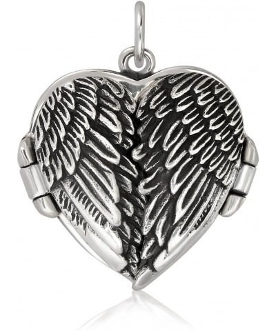 Sterling Silver 925 Angel Wings Flying Heart Locket Pendant Necklace,18" Snake Chain $21.93 Necklaces