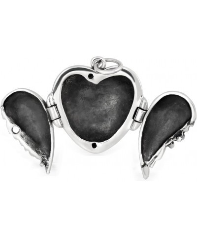 Sterling Silver 925 Angel Wings Flying Heart Locket Pendant Necklace,18" Snake Chain $21.93 Necklaces