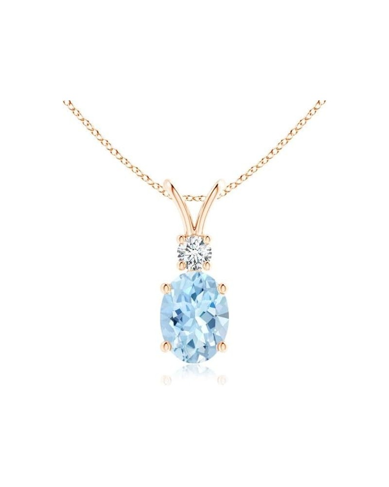 Natural Aquamarine Solitaire Pendant Necklace for Women, Girls in 14K Solid Gold/Platinum/Sterling Silver | March Birthstone ...