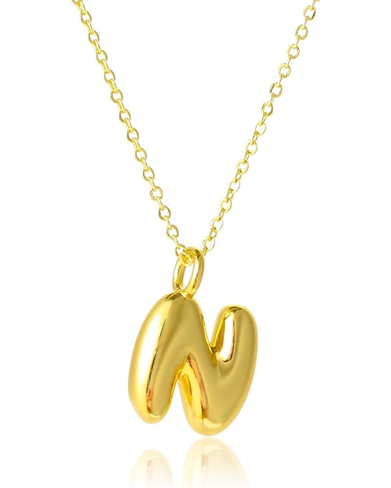 Initial Letter Bubble Pendant Necklace for Women Girls, Small Balloon Name Necklaces A-Z Alphabet Birthday Gift N $9.46 Neckl...