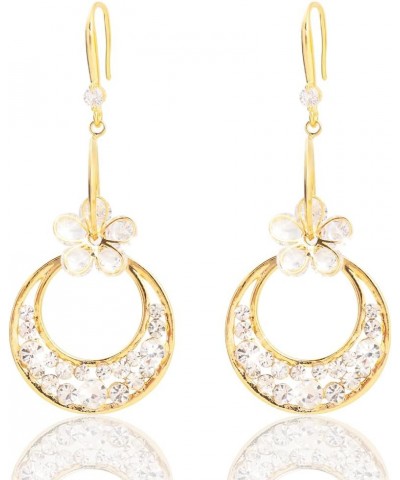 Gold Earrings for Women 18K Gold Plated Cubic Zirconia Drop Earrings Blossoms Moon Dangle Earrings $12.95 Earrings