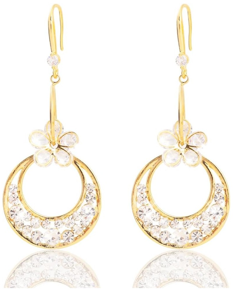 Gold Earrings for Women 18K Gold Plated Cubic Zirconia Drop Earrings Blossoms Moon Dangle Earrings $12.95 Earrings