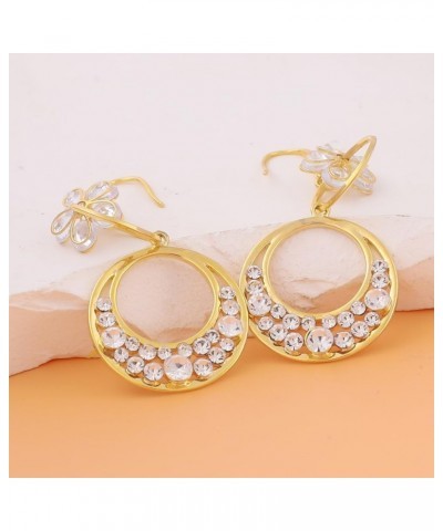 Gold Earrings for Women 18K Gold Plated Cubic Zirconia Drop Earrings Blossoms Moon Dangle Earrings $12.95 Earrings