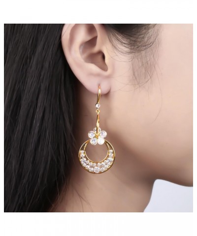 Gold Earrings for Women 18K Gold Plated Cubic Zirconia Drop Earrings Blossoms Moon Dangle Earrings $12.95 Earrings