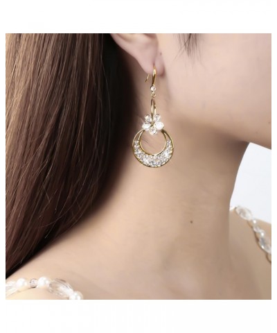 Gold Earrings for Women 18K Gold Plated Cubic Zirconia Drop Earrings Blossoms Moon Dangle Earrings $12.95 Earrings