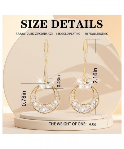 Gold Earrings for Women 18K Gold Plated Cubic Zirconia Drop Earrings Blossoms Moon Dangle Earrings $12.95 Earrings