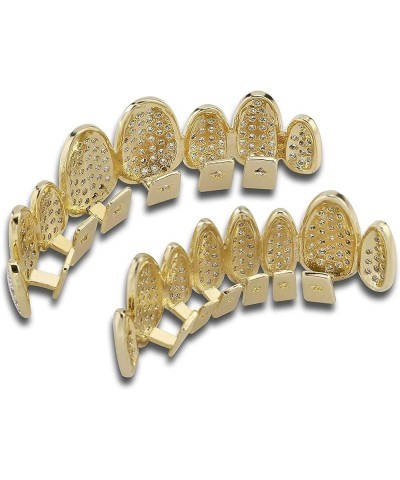 18K Gold Plated Iced Out Simulated Diamond Grills for Your Teeth with Molding Bars Gold Set $16.42 Body Jewelry