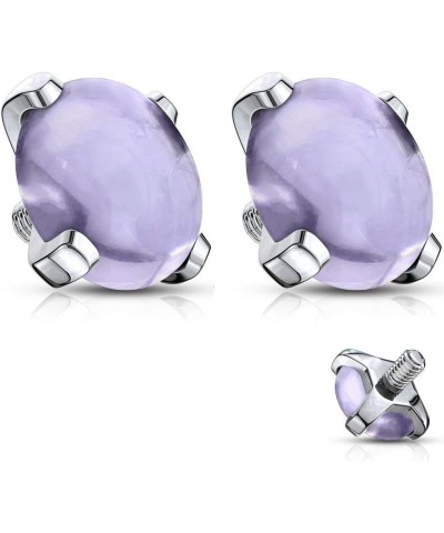 14g Surgical Steel 5mm Synthetic Stone Dermal Top for Internally Threaded Anchor Amethyst Pair $7.94 Body Jewelry