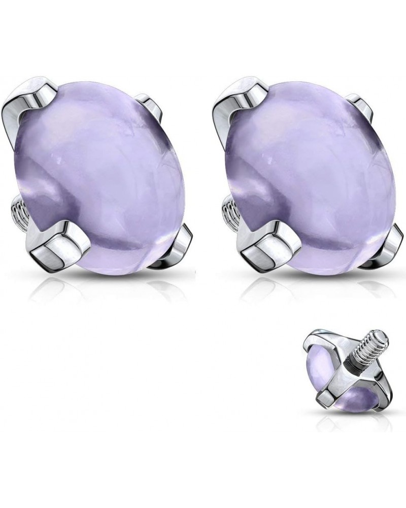 14g Surgical Steel 5mm Synthetic Stone Dermal Top for Internally Threaded Anchor Amethyst Pair $7.94 Body Jewelry