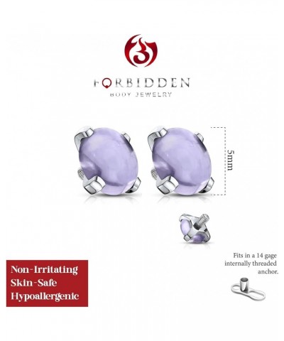 14g Surgical Steel 5mm Synthetic Stone Dermal Top for Internally Threaded Anchor Amethyst Pair $7.94 Body Jewelry