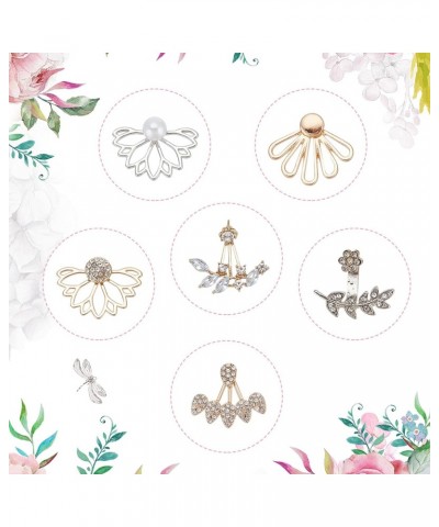 9 Pairs Hollow Lotus Flower Earrings Set Fashion Leaf Pearl Ear Jacket Earrings Multiple Ways Front Back Earrings Crystal Sim...