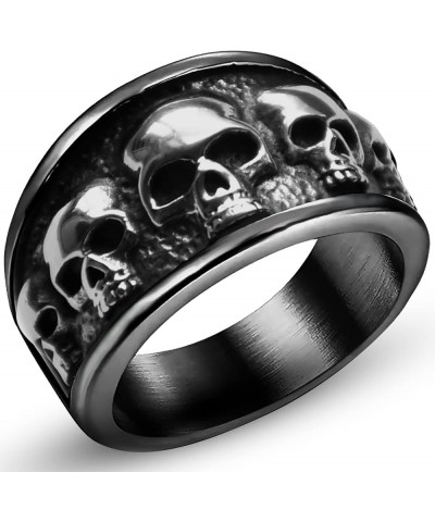Stainless Steel Cool Skull Rings Gothic Death Skull Skeleton Cocktail Party Biker Statement Retro Vintage Ring Black_12 $10.0...