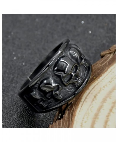 Stainless Steel Cool Skull Rings Gothic Death Skull Skeleton Cocktail Party Biker Statement Retro Vintage Ring Black_12 $10.0...