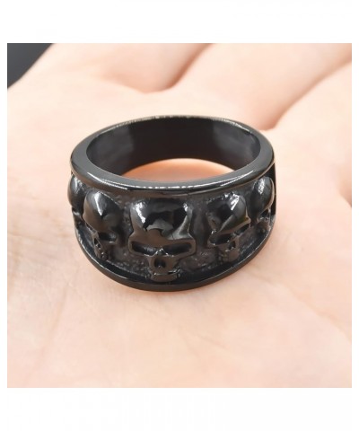 Stainless Steel Cool Skull Rings Gothic Death Skull Skeleton Cocktail Party Biker Statement Retro Vintage Ring Black_12 $10.0...