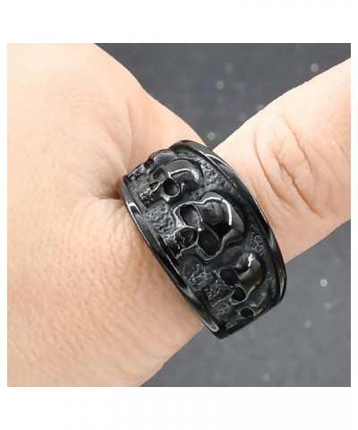 Stainless Steel Cool Skull Rings Gothic Death Skull Skeleton Cocktail Party Biker Statement Retro Vintage Ring Black_12 $10.0...