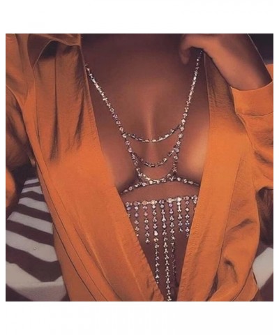 Bling Rhinestones Tassel Body Chains Women Layered Fringe Bra Chains Statement Crystal Body Jewelry Sexy Belly Chains for Bik...