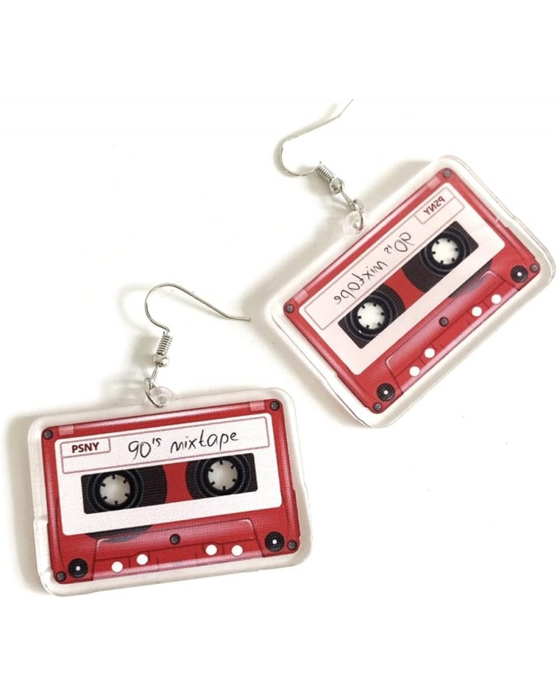 Unique Lightweight 70s 80s Vintage Cassette Tape Earrings Color Acrylic Retro Tape Dangle Earrings Funny Cute Drop Earrings f...