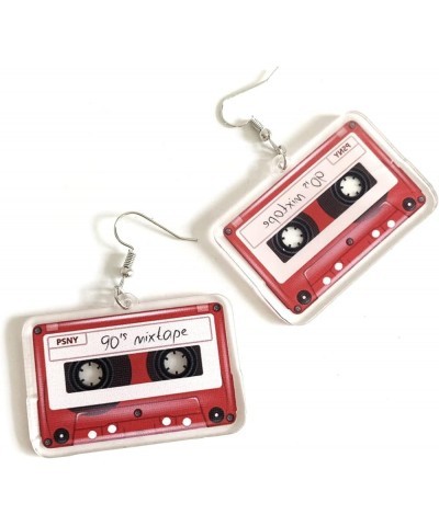 Unique Lightweight 70s 80s Vintage Cassette Tape Earrings Color Acrylic Retro Tape Dangle Earrings Funny Cute Drop Earrings f...