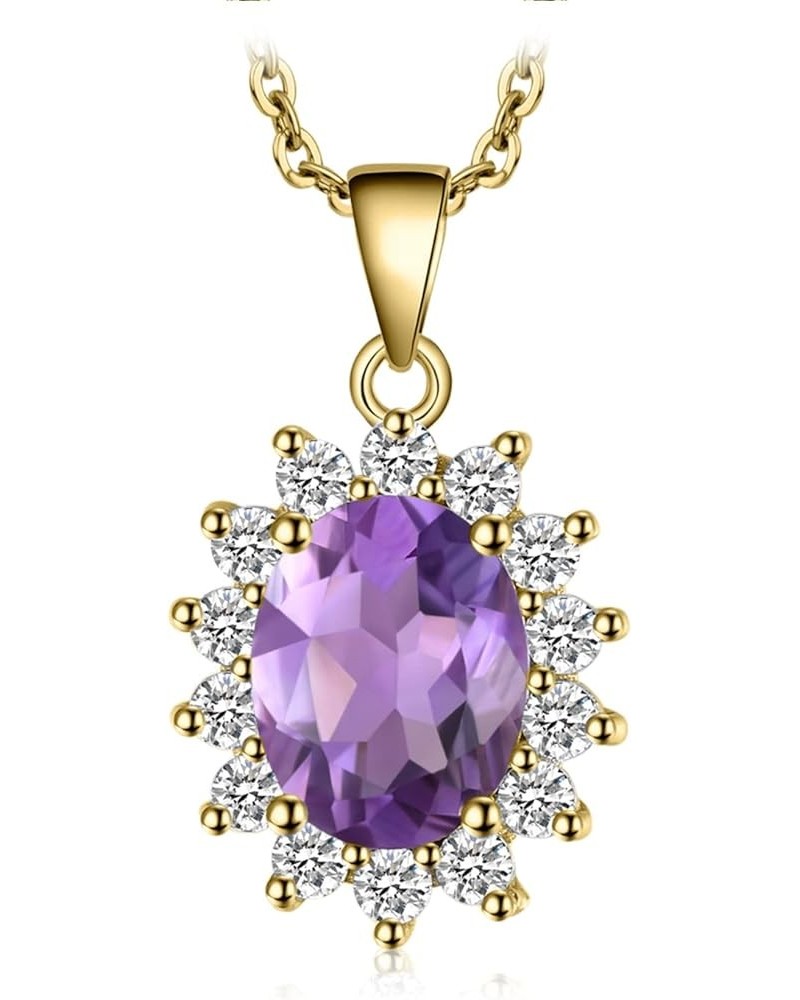 Princess Diana Kate Middleton Natural Amethyst Citrine Garnet Peridot Topaz Created Ruby Sapphire Simulated Emerald Pendant N...