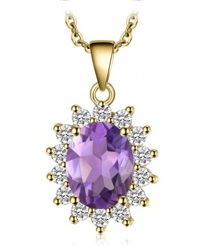 Princess Diana Kate Middleton Natural Amethyst Citrine Garnet Peridot Topaz Created Ruby Sapphire Simulated Emerald Pendant N...